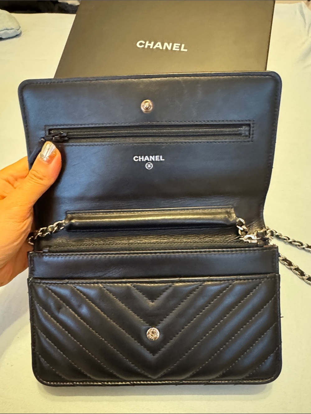 Chanel Black Quilted Chevron Flap Bag with Chain Strap - Picture 3 of 7